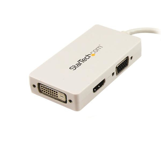 Star Tech Travel A/V Adapter: 3-in-1 Mini DisplayPort to VGA DVI or HDMI Converter - White