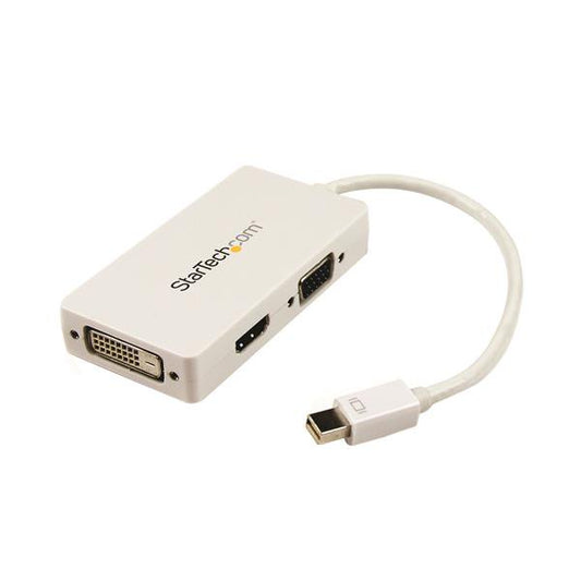 Star Tech Travel A/V Adapter: 3-in-1 Mini DisplayPort to VGA DVI or HDMI Converter - White