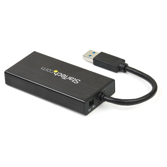 Star Tech 3-Port Portable USB 3.0 Hub plus Gigabit Ethernet - Aluminum with Built-in Cable~3-Port Portable USB 3.0 Hub plus Gigabit Ethernet - 5Gbps - Aluminum with Built-in Cable
