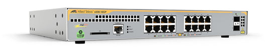 Allied Telesis L2+ switch with 16 x 10/100/1000T PoE ports and 2 x 100/1000X SFP ports, AU Power Cord