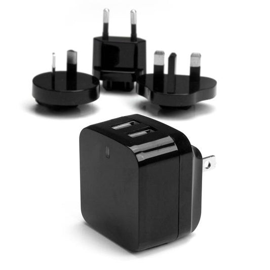 Star Tech Dual-port USB wall charger - international travel - 17W/3.4A - black
