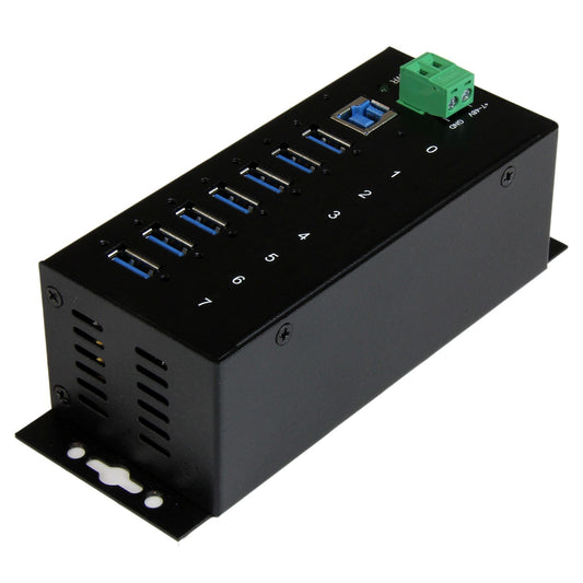 Star Tech 7-Port Industrial USB 3.0 Hub with ESD Protection~7-Port USB 3.0 Hub (5Gbps) - Metal Industrial USB-A Hub with ESD Protection & 350W Surge Protection - Din Rail, Wall or Desk Mountable - TAA Compliant USB Expander Hub