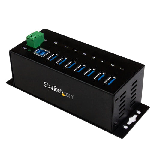 Star Tech 7-Port Industrial USB 3.0 Hub with ESD Protection~7-Port USB 3.0 Hub (5Gbps) - Metal Industrial USB-A Hub with ESD Protection & 350W Surge Protection - Din Rail, Wall or Desk Mountable - TAA Compliant USB Expander Hub