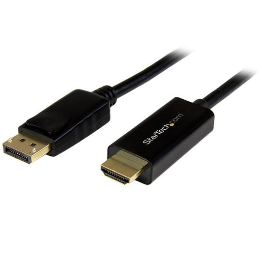 StarTech 3ft (1m) DisplayPort to HDMI Cable - 4K 30Hz - DisplayPort to HDMI Adapter Cable - DP 1.2 to HDMI Monitor Cable Converter - Latching DP Connector - Passive DP to HDMI Cord