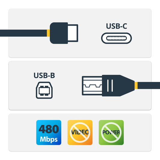 Star Tech USB-C to USB-B Printer Cable - M/M - 0.5 m - USB 2.0