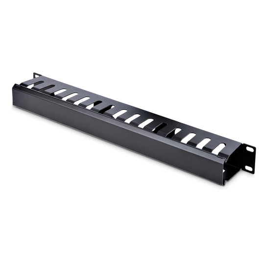 Star Tech Horizontal 1U Server Rack Cable Management Finger Duct w/ Cover - 19" Network Rack Wire Duct Raceway Panel - Slotted Wire Duct