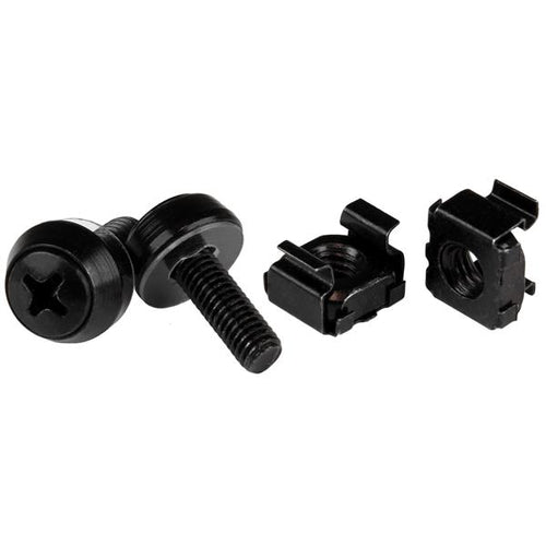 Star Tech M5 x 12mm - Screws and Cage Nuts - 100 Pack, Black