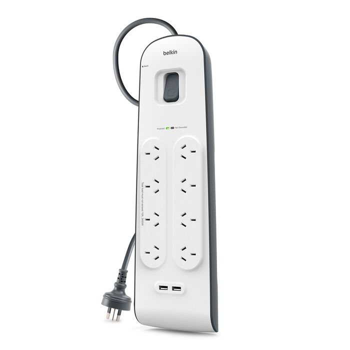 Belkin 8 Outlet with 2M Cord with 2 USB Ports (BSV804AU2M)