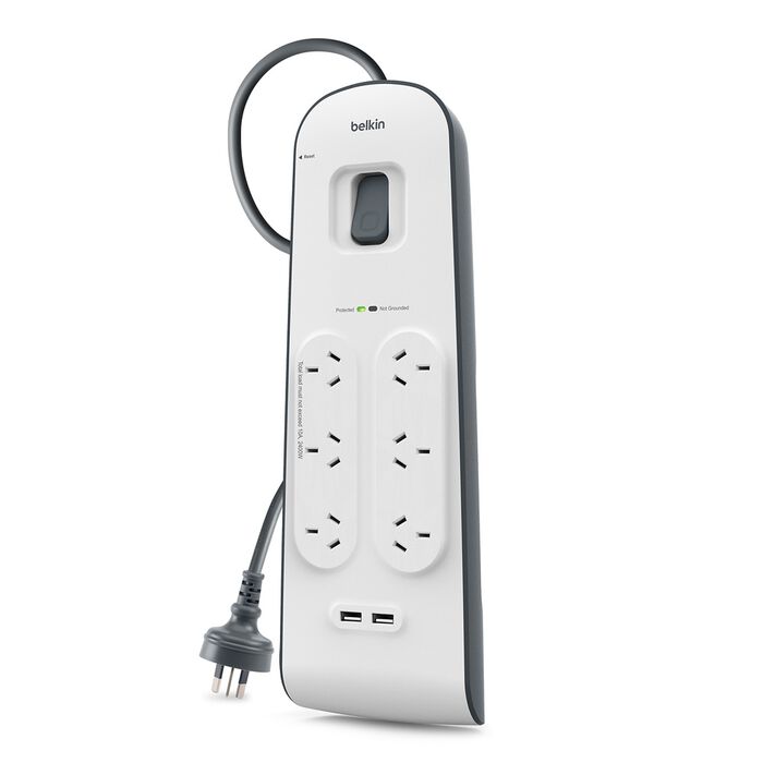 Belkin 6 Outlet with 2M Cord with 2 USB Ports (BSV604AU2M)
