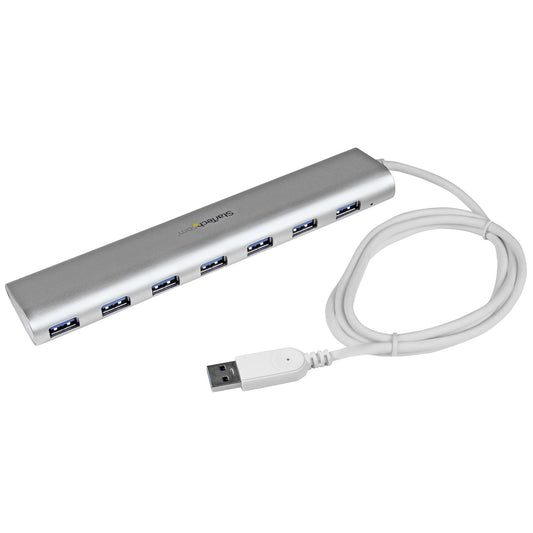 Star Tech 7-Port USB Hub, USB A to 7x USB-A Ports, USB 5Gbps, Rugged Design, Bus or Self-Powered, Portable Laptop USB 3.0 Hub Expansion with Power Supply