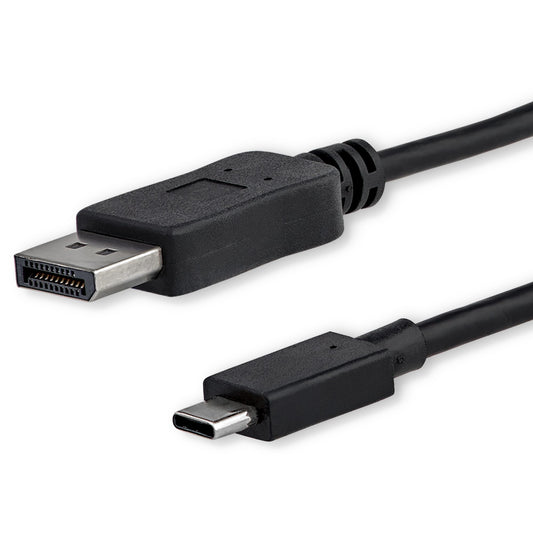 StarTech 6ft/1.8m USB C to DisplayPort 1.2 Cable 4K 60Hz - USB-C to DisplayPort Adapter Cable HBR2 - USB Type-C DP Alt Mode to DP Monitor Video Cable - Works w/ Thunderbolt 3 - Black