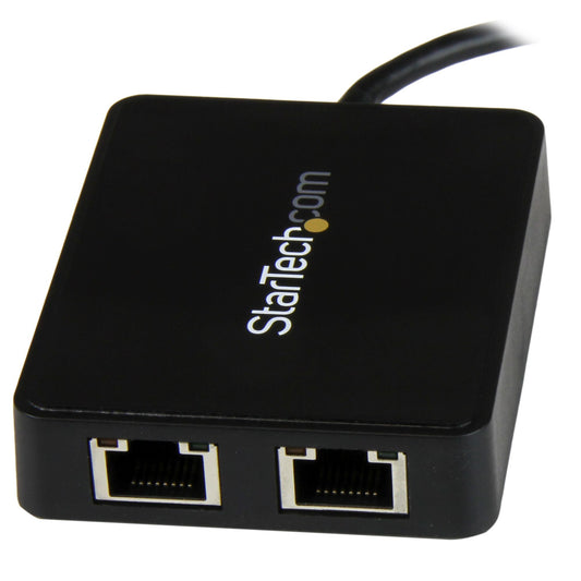 Star Tech USB-C to Dual Gigabit Ethernet Adapter with USB (Type-A) Port