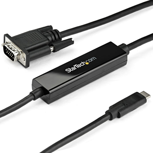 Star Tech 3ft/1m USB C to VGA Cable - 1920x1200/1080p USB Type C to VGA Video Active Adapter Cable - Thunderbolt 3 Compatible - Laptop to VGA Monitor/Projector - DP Alt Mode HBR2