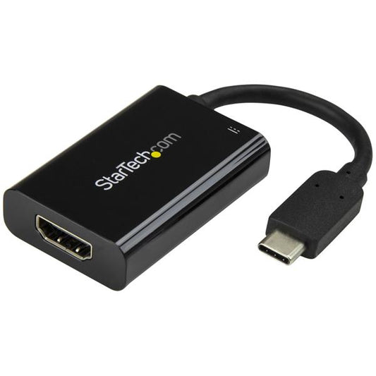 Star Tech USB C to HDMI 2.0 Adapter with Power Delivery - 4K 60Hz USB Type-C to HDMI Display Video Converter - 60W PD Pass-Through Charging Port - Thunderbolt 3 Compatible - Black
