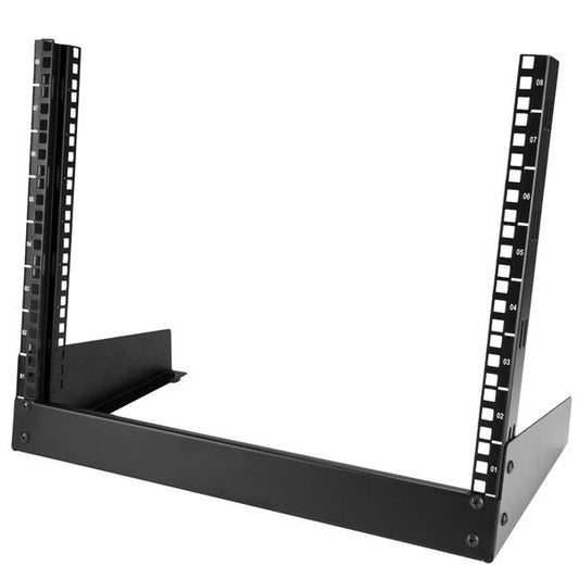 StarTech 2-Post 8U Desktop Server Rack, Small Open Frame 19in Computer Rack, Compact Network Rack for AV / Studio / Data / IT Equipment - Free Standing Two-Post Home/Office Rack