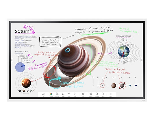 Samsung Flip Pro WM65B Interactive flat panel 165.1 cm (65") Wi-Fi 350 cd/m≤ 4K Ultra HD White Touchscreen Tizen 6.5 16/7