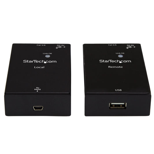 Star Tech USB 2.0 Extender over Cat5e/Cat6 Cable (RJ45) - Up to 165ft (50m) - High Speed USB Port Extender Adapter Kit - Powered - USB over Ethernet Cable Extender - 480Mbps - Metal