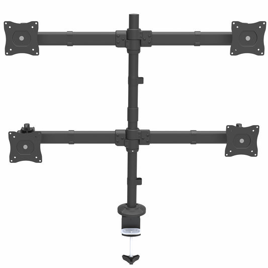 Star Tech Desk Mount Quad Monitor Arm - Ergonomic VESA 4 Monitor Mount 2x2 up to 27" - Articulating & Height Adjustable Pole Mount - Tilt/Swivel/Rotate LCD/LED Screen - Desk Clamp/Grommet
