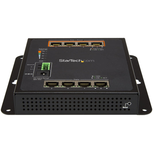 Star Tech Industrial 8 Port Gigabit PoE Switch - 4 x PoE+ 30W - Power Over Ethernet - Hardened GbE Layer/L2 Managed Switch - Rugged High Power Gigabit Network Switch IP-30/-40C to +75C - TAA