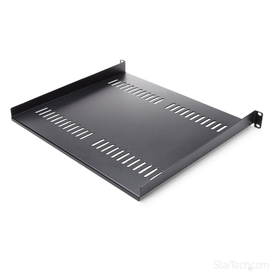 Star Tech 1U Server Rack Shelf - Universal Vented Rack Mount Cantilever Tray for 19" Network Equipment Rack & Cabinet - Heavy Duty Steel – Weight Capacity 44lb/20kg - 16" Deep Shelf, Black