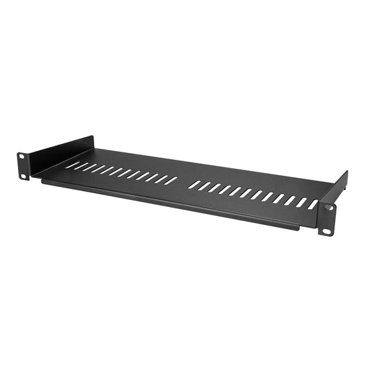 Star Tech 1U Server Rack Shelf - Universal Vented Rack Mount Cantilever Tray for 19" Network Equipment Rack & Cabinet - Heavy Duty Steel – Weight Capacity 44lb/20kg - 7" Deep Shelf, Black