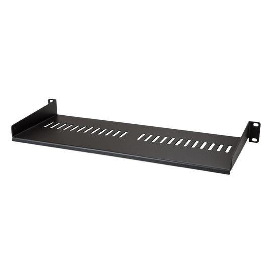 StarTech 1U Server Rack Shelf - Universal Vented Rack Mount Cantilever Tray for 19" Network Equipment Rack & Cabinet - Heavy Duty Steel – Weight Capacity 44lb/20kg - 7" Deep Shelf, Black