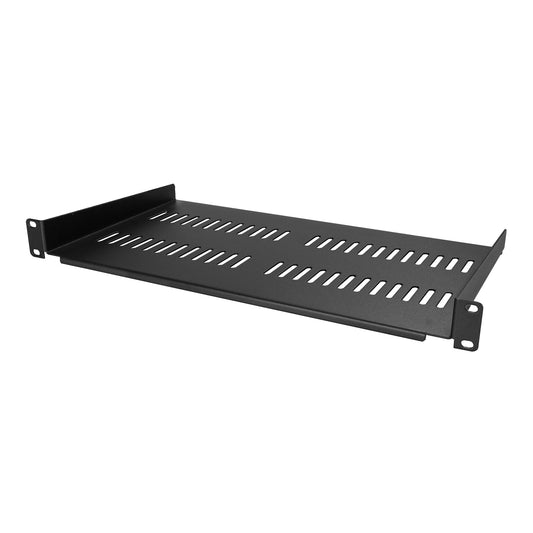 Star Tech 1U Server Rack Shelf - Universal Vented Rack Mount Cantilever Tray for 19" Network Equipment Rack & Cabinet - Heavy Duty Steel - Weight Capacity 44lb/20kg - 10" Deep Shelf, Black