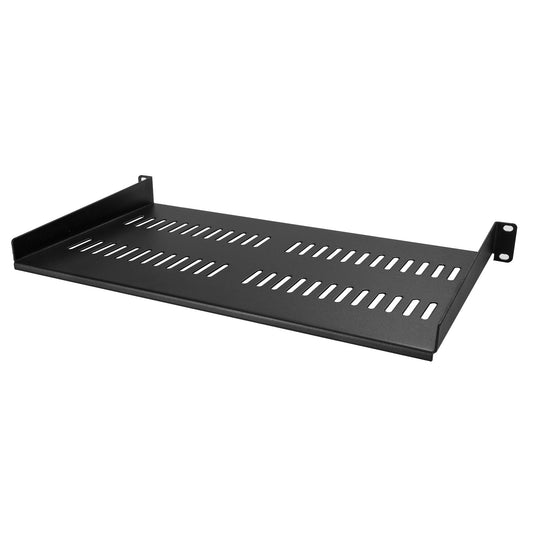 Star Tech 1U Server Rack Shelf - Universal Vented Rack Mount Cantilever Tray for 19" Network Equipment Rack & Cabinet - Heavy Duty Steel - Weight Capacity 44lb/20kg - 10" Deep Shelf, Black