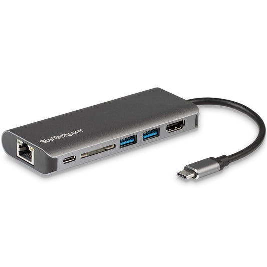 Star Tech USB C Multiport Adapter, Portable USB-C Dock to 4K HDMI, 2-pt USB 3.0 Hub, SD/SDHC, GbE, 60W PD Pass-Through - USB Type-C/Thunderbolt 3 - REPLACED BY DKT30CHSDPD1