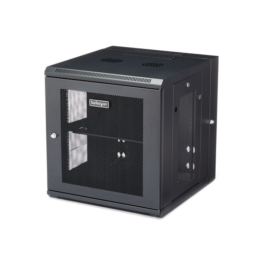 StarTech 4-Post 12U Wall Mount Network Cabinet with 1U Shelf, 19" Hinged Wall-Mounted Server Rack for Data / AV / Electronics / Computer Equipment, Flexible Vented Rack Enclosure