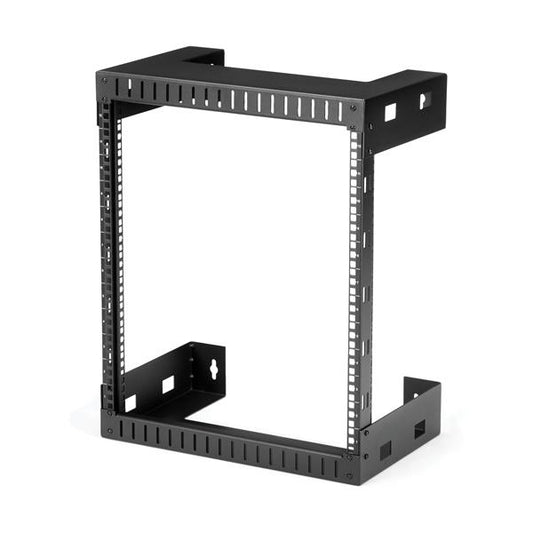 Star Tech 12U 19" Wall Mount Network Rack - 12" Deep 2 Post Open Frame Server Room Rack for Data/AV/IT/Computer Equipment/Patch Panel with Cage Nuts & Screws 200lb Capacity, Black (RK12WALLO)