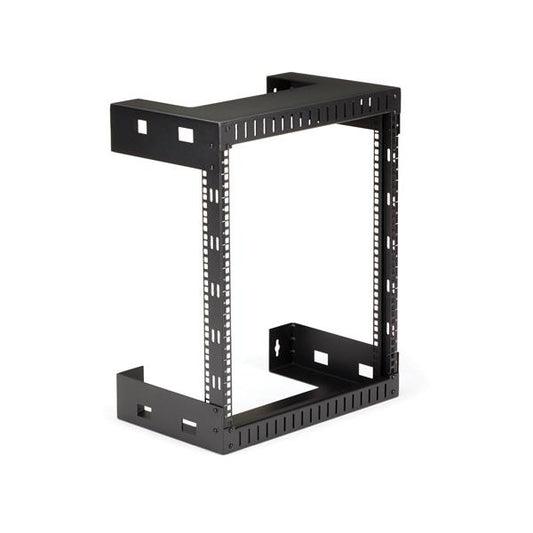 Star Tech 12U 19" Wall Mount Network Rack - 12" Deep 2 Post Open Frame Server Room Rack for Data/AV/IT/Computer Equipment/Patch Panel with Cage Nuts & Screws 200lb Capacity, Black (RK12WALLO)