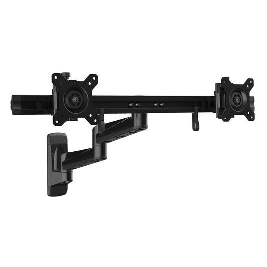 Star Tech Wall Mount Dual Monitor Arm – Articulating Ergonomic VESA Wall Mount for 2x 24" Displays – Synchronized Adjustable Crossbar – Tilt/Swivel/Rotate- Double Screen Mount Bracket