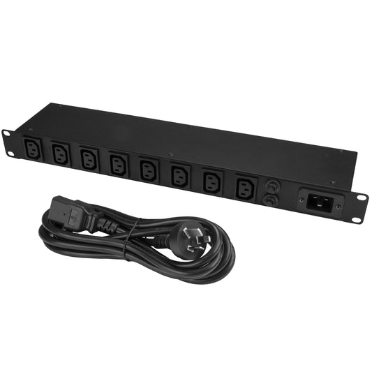 Star Tech 8-Port Rack-Mount PDU with C13 Outlets - 16 A - 10 ft. Power Cord (AS3112) - 1U