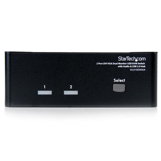 Star Tech 2 Port DVI VGA Dual Monitor KVM Switch USB with Audio & USB 2.0 Hub