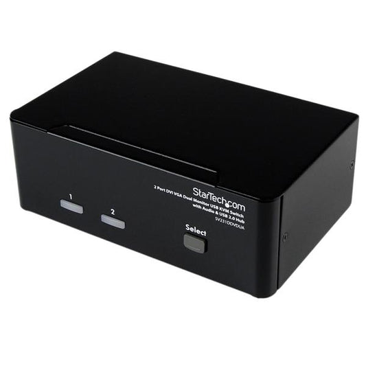 Star Tech 2 Port DVI VGA Dual Monitor KVM Switch USB with Audio & USB 2.0 Hub