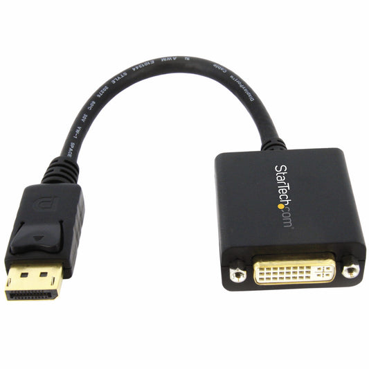 StarTech DisplayPort to DVI Adapter - DisplayPort to DVI-D Adapter Video Converter 1080p - DP 1.2 to DVI Monitor/Display Cable Adapter Dongle - DP to DVI Adapter - Latching DP Connector