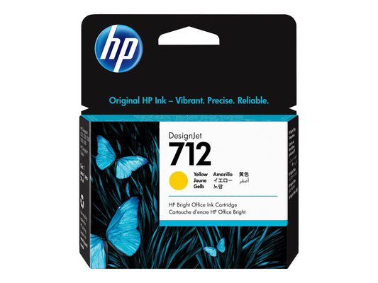 HP 712 29ML YELLOW DESIGNJET INK CARTRIDGE - T230/T250/T650/STUDIO