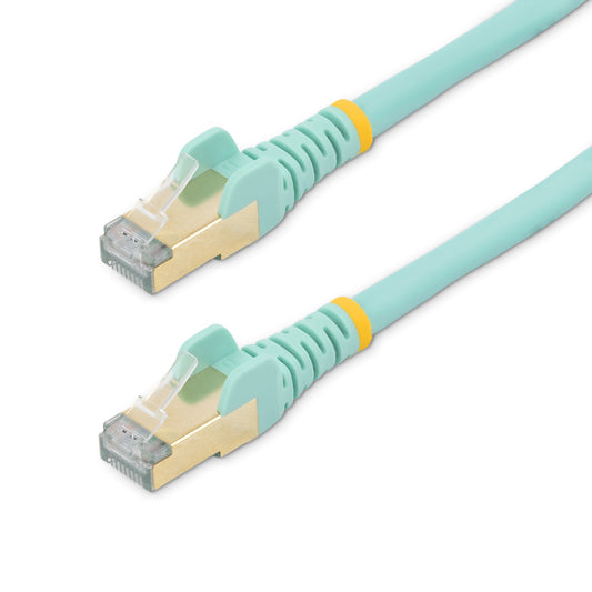 Star Tech 1,5m CAT6a Ethernet Cable - 10 Gigabit Shielded Snagless RJ45 100W PoE Patch Cord - 10GbE STP Network Cable w/Strain Relief - Aqua Individually Tested/Wiring is UL Certified/TIA