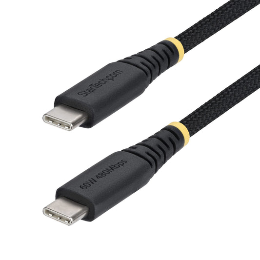 Star Tech 15cm (6in) USB-C Charging Cable, 60W (3A) PD, Dual-Layer Braided Nylon/TPE Jacket, Rugged USB C Charging Cord, USB 2.0 Laptop Charger Cable