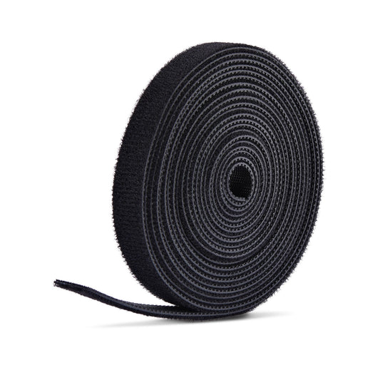 Star Tech 75ft (22.8m) Hook and Loop Roll, 0.5in Wide, Black, Cut-to-Size Reusable Cable Ties, Fastener Tape, Adjustable Fabric Wraps, Bulk Roll