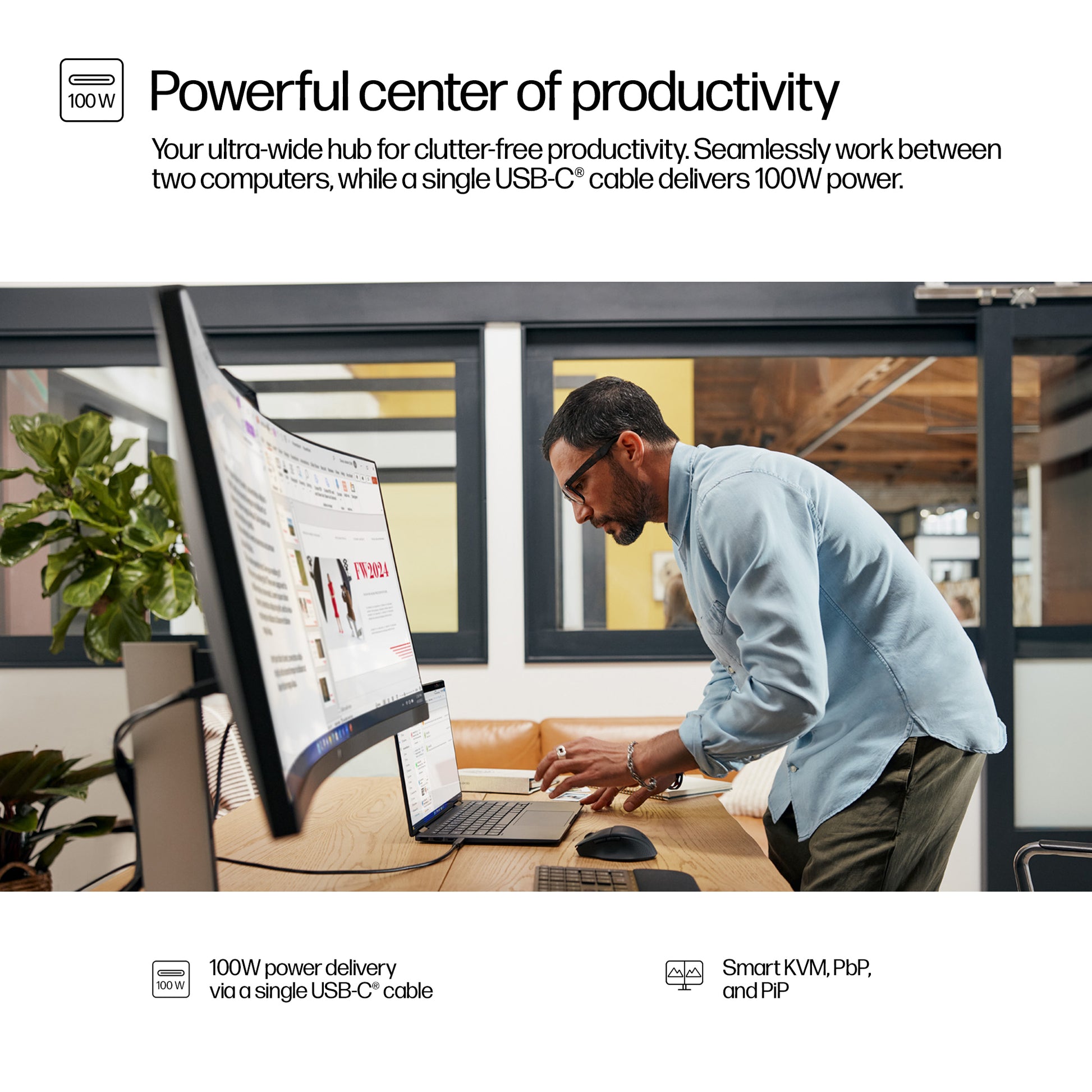 HP Series 5 Pro 34 inch WQHD USB-C Conferencing Monitor - 534pm