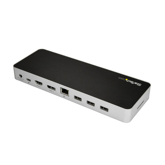 Star Tech USB C Dock - Dual Monitor HDMI & DisplayPort 4K 30Hz - USB Type-C Laptop Docking Station 60W Power Delivery, SD, 4-port USB-A 3.0 Hub, GbE, Audio - Thunderbolt 3 Compatible