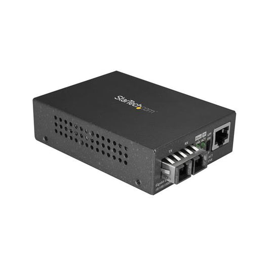 Star Tech Single-Mode (SM) SC Fiber Media Converter for 10/100/1000 Networks, Standalone Gigabit Ethernet to SC Fiber Converter, 1310nm, 10km - TAA