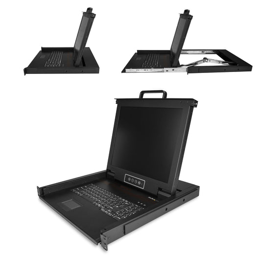 Star Tech Rackmount KVM Console - Single Port VGA KVM with 17" LCD Monitor for Server Rack - Fully Featured Universal 1U LCD KVM Drawer w/Cables & Hardware - USB Support - 50,000 MTBF
