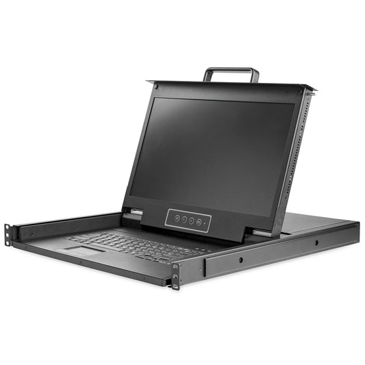 Star Tech Rackmount KVM Console HD 1080p - Single Port VGA KVM with 17" LCD Monitor for Server Rack - Fully Featured 1U LCD KVM Drawer w/Cables & Hardware - USB Support - 50,000 MTBF
