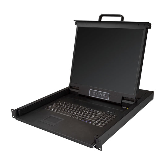 Star Tech Rackmount KVM Console - Single Port VGA KVM with 19" LCD Monitor for Server Rack - Fully Featured Universal 1U LCD KVM Drawer w/Cables & Hardware - USB Support - 50,000 MTBF