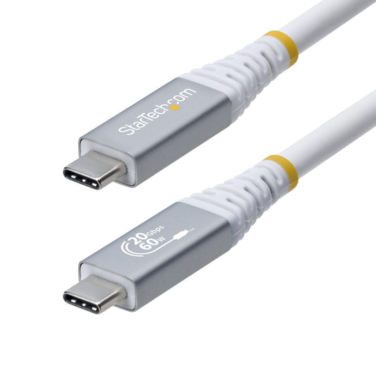 Star Tech 3m (10ft) USB4 Cable, 20Gbps, USB-IF Certified USB-C Cable, 60W PD, 4K 120Hz DP 1.4, TPE Jacket, White USB-C Cord