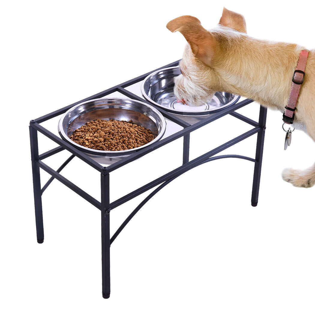 Pawz Dual Elevated Stainless Steel Pet Feeder Stand for Dogs and Puppies