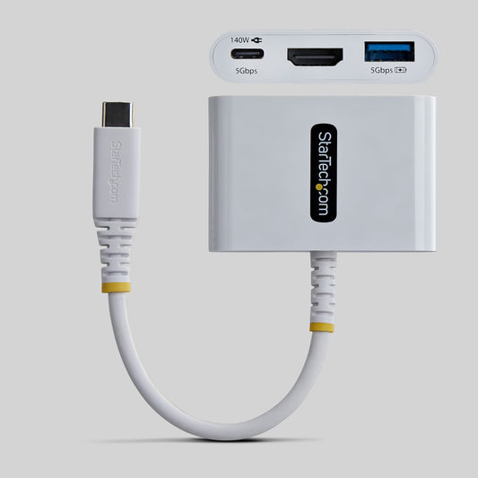 Star Tech USB-C to HDMI Multiport Adapter with 140W PD Charging, 4K 60Hz HDMI, USB 5Gbps Hub, Mini Dock For MacBook / Dell / Thinkpad / HP / iPad / Tablets